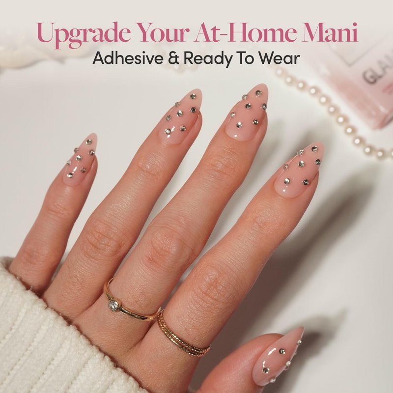 Glamnetic Nail Stickers for Nail Art - A Gem | 3D Gem Adhesive Nail Decals, Customizable | 120 Gems Per Sticker Sheet, 4 Sizes