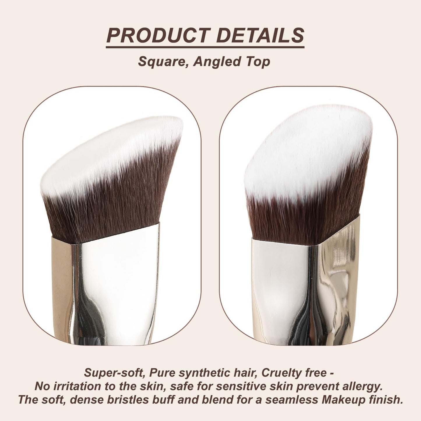 KINGMAS Makeup Brush Set, 3 Piece Angled Foundation Brushes, Synthetic Bristles with Black Handle for Concealer, Contour, Bronzer, Powder, Liquid, Cream Blending