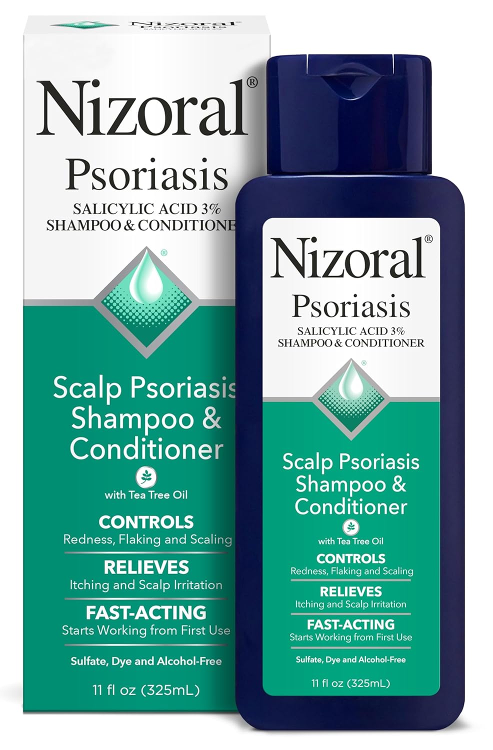 Nizoral Psoriasis Shampoo & Conditioner - Gentle Scalp Treatment for Itching & Flaking | 11 Oz, Salicylic Acid & Tea Tree Oil