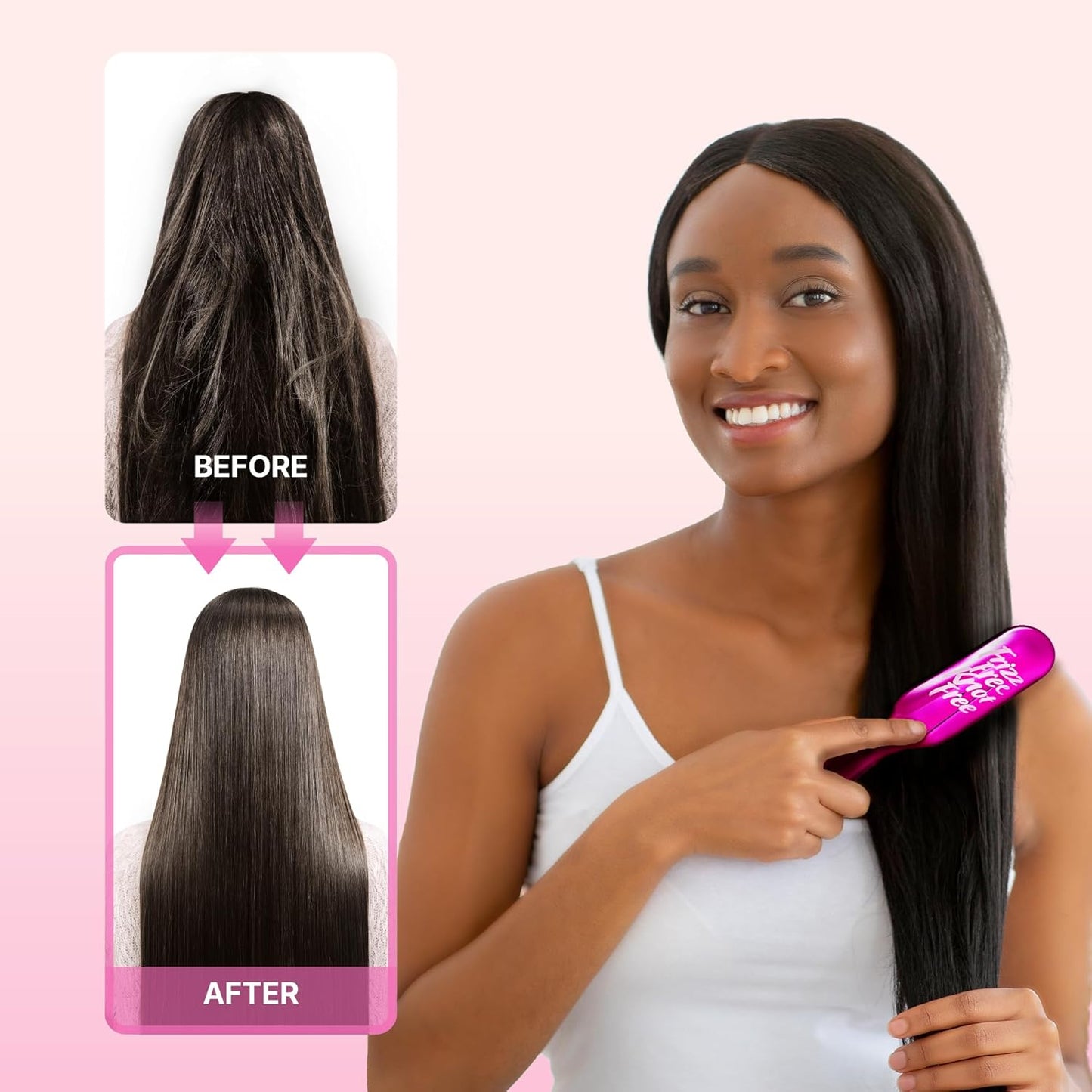 Anti-Static & Anti-Frizz Wig Brush - Stainless Steel Knot-Free Bristles for Easy Detangling | Mini Size