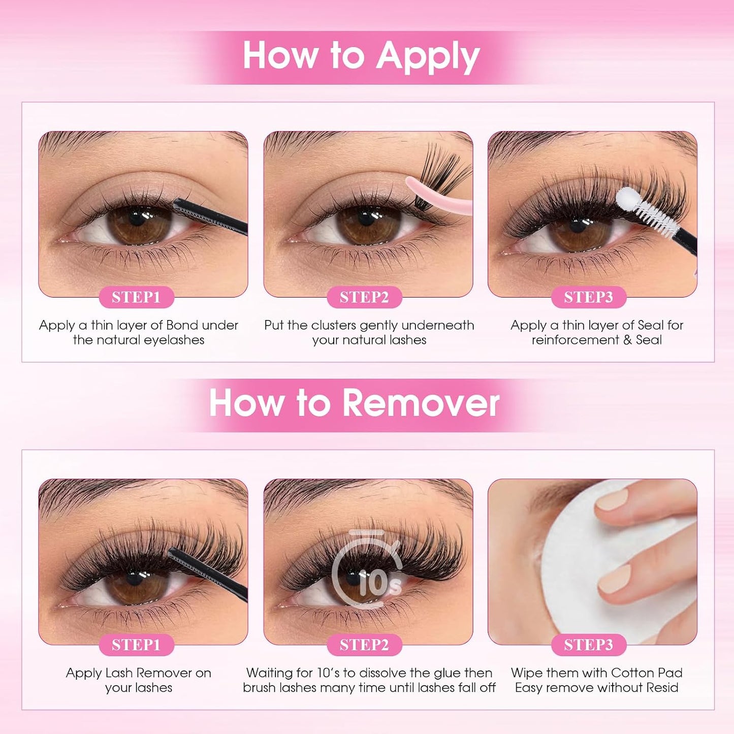 FADLASH 3 in 1 Lash Bond & Seal Remover Set - Gentle Formula for Cluster Lashes | 72-Hour Hold