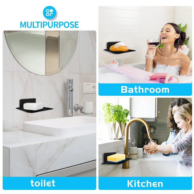 YUZP Soap Holder for Shower with Stainless Steel,Rustproof Soap Saver Sponge Holder for Bathroom,Tub,Kitchen Sink (Black)