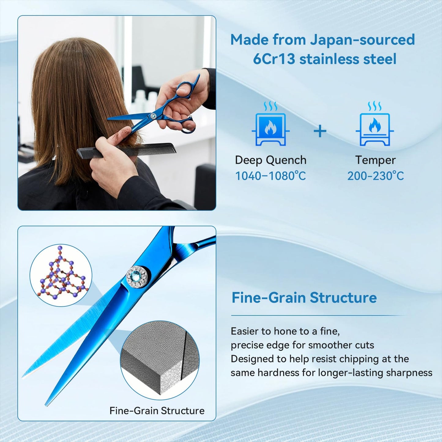 Japanese 6Cr13 Steel Hair Cutting Scissors Kit, 21-Pcs Barber Shears Set