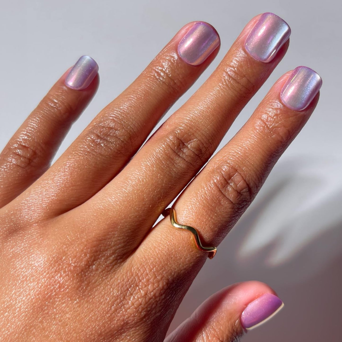 Glamnetic Press On Nails - Extra Short Fake Nails | Pearlescent Purple Velvet Press On Nails, Salon Quality Kit with Glue | Oyster Baby - 30 Nail Set in 12 Sizes