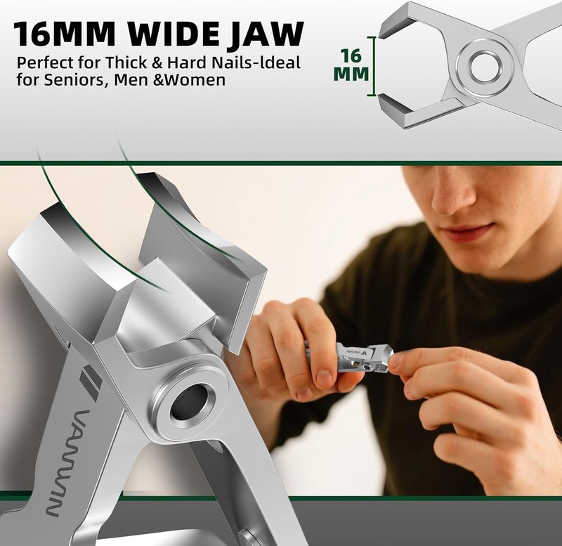 Toenail Clippers for Seniors - Heavy Duty Thick Nail Cutter with 37mm Wide Opening | Long Handle for Easy Grip
