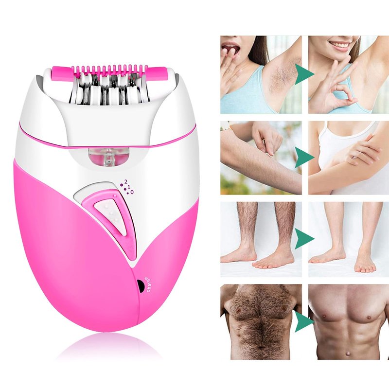 Electric Hair Removal Epilator, Rechargeable Detachable Head Fastest Removal Smooth Skin USB Chargeable Sensitive Areas Women Man Hair Trimmer for Face Legs Arms Armpit Bikini (Pink)