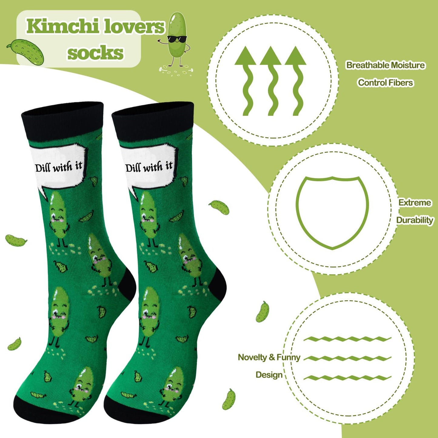 Soaoo Funny Pickle Gifts Set for Women Just a Girl Who Loves Pickle Gifts for Lover Makeup Bag 12 oz Stainless Steel Tumbler Sock Present Box for Back to School Christmas Birthday(Green and Black)
