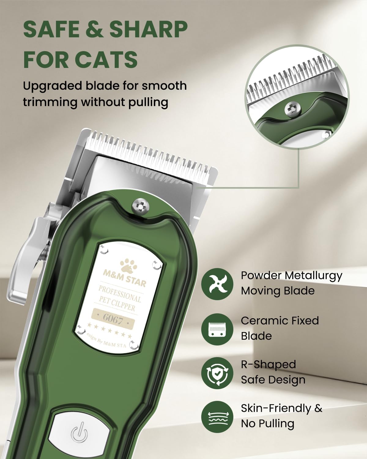 Cat Clippers for Matted Hair - 3-Speed Quiet Cordless Shaver | All-Metal Body Grooming Kit for Long Haired Cats & Dogs