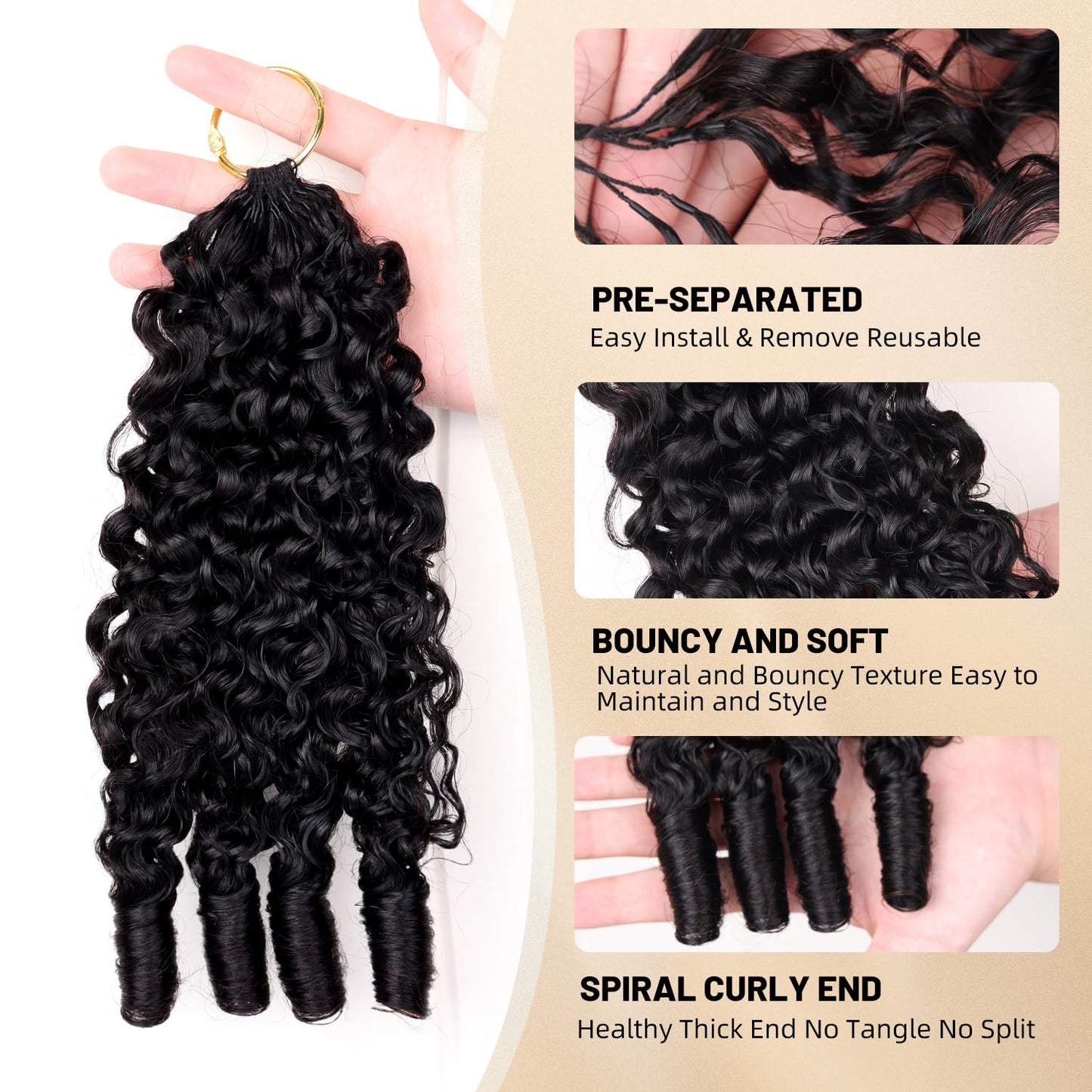 Feather Crochet Hair - 16 Inch 100% Human Hair Bundles | 3C4A Burmese Curly, 120g, Pre-Separated for Black Women