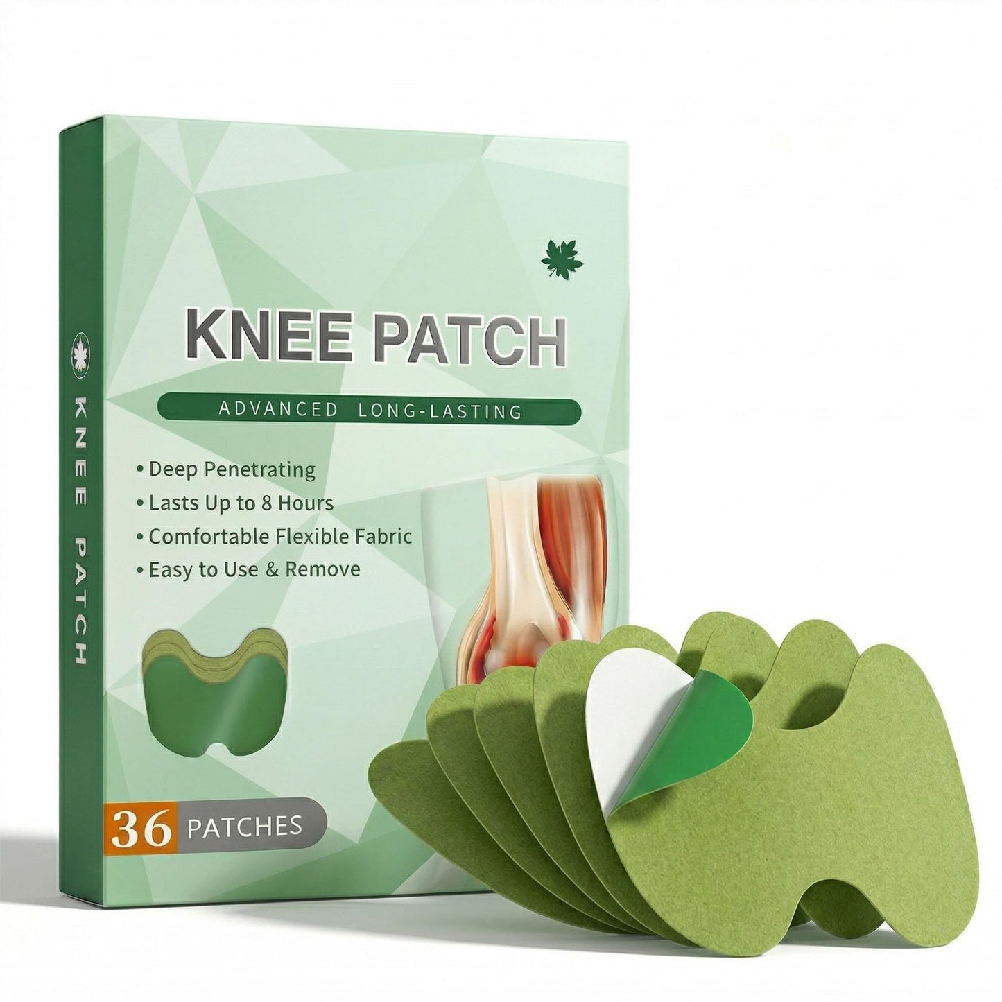 Herbal Knee Patches, 8-Hour Self-Heating Wormwood Warm Compress for Stiff Joints & Tired Muscles, Ergonomic Deep Thermal Support Sticker for Adults & Seniors,36-Pack