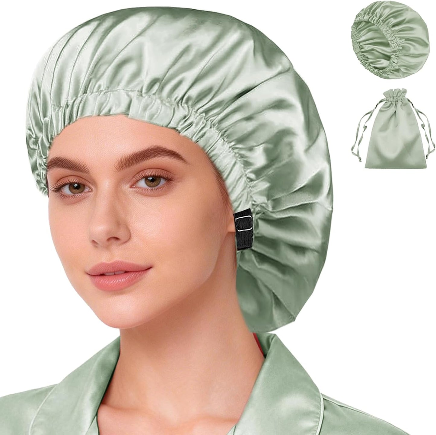 Silk Satin Bonnet Set - Soft Sleep Caps for Curly Hair | 2-Pack, Women's Night Bonnets
