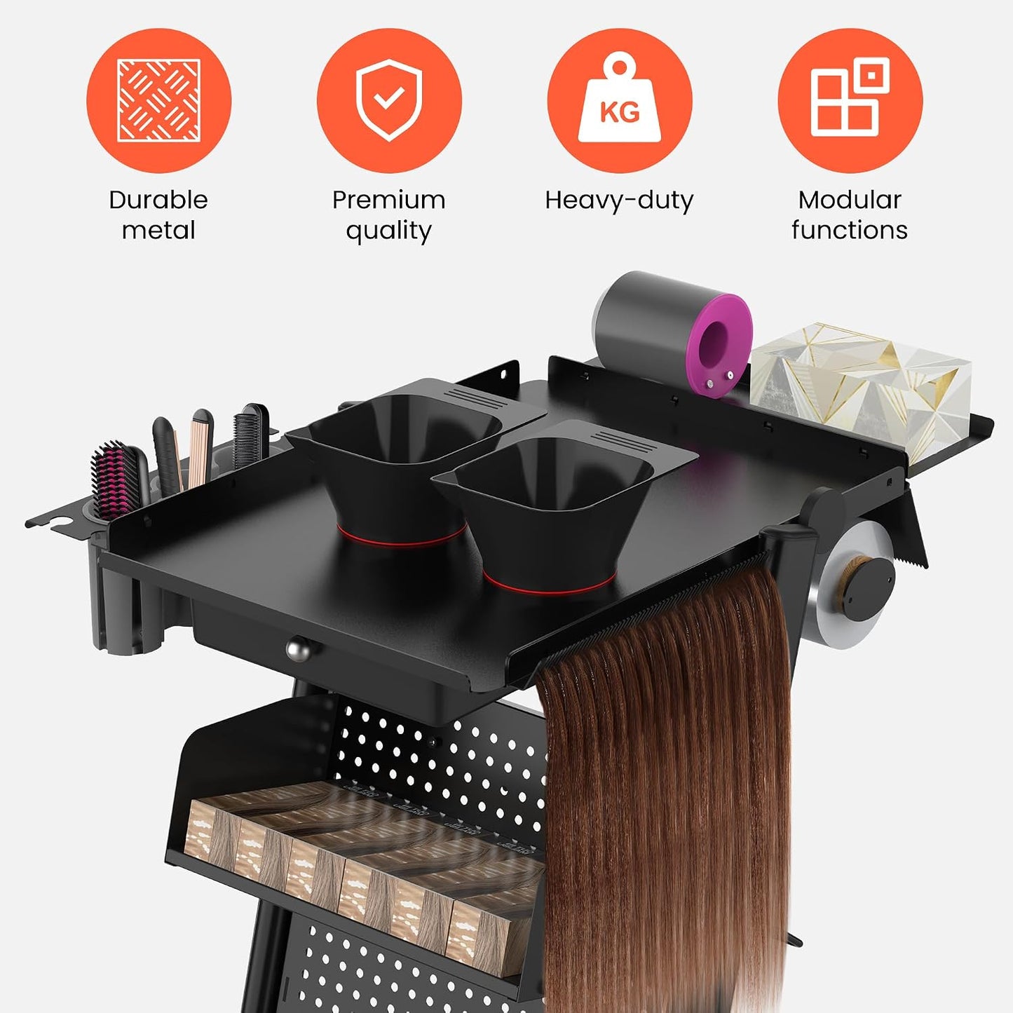 Premium Pegboard Trolley Cart - Multifunctional Rolling Tray with 360° Mute Wheels | Mobile DIY Workstation for Tattoo & Beauty Spa