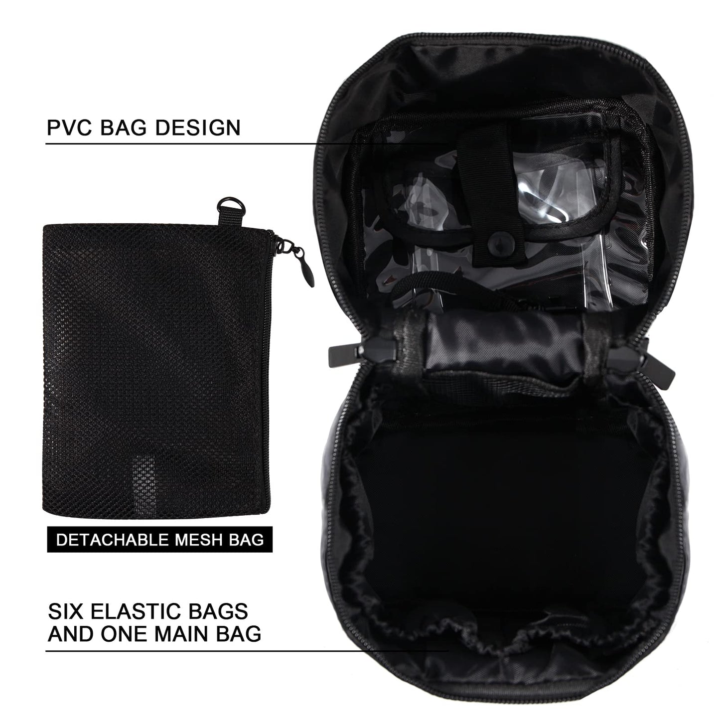 Bysiter Makeup Bag Travel Cosmetic Bag 7.5x5.5x4.4 Inch Makeup Brush Holder Organizer Cute Portable Artist Toiletry Storage Bag Cosmetics Case for Women (Black)