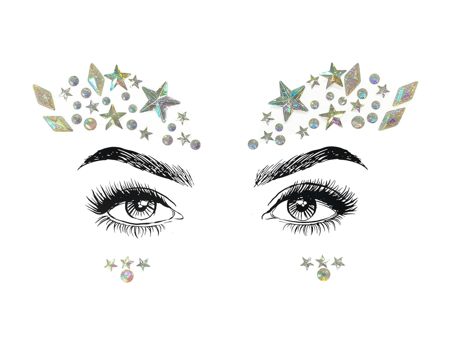 Gemstone Face Stickers - 8 Pcs Rhinestone Face Jewels for Festivals | Halloween & Christmas Party Decor