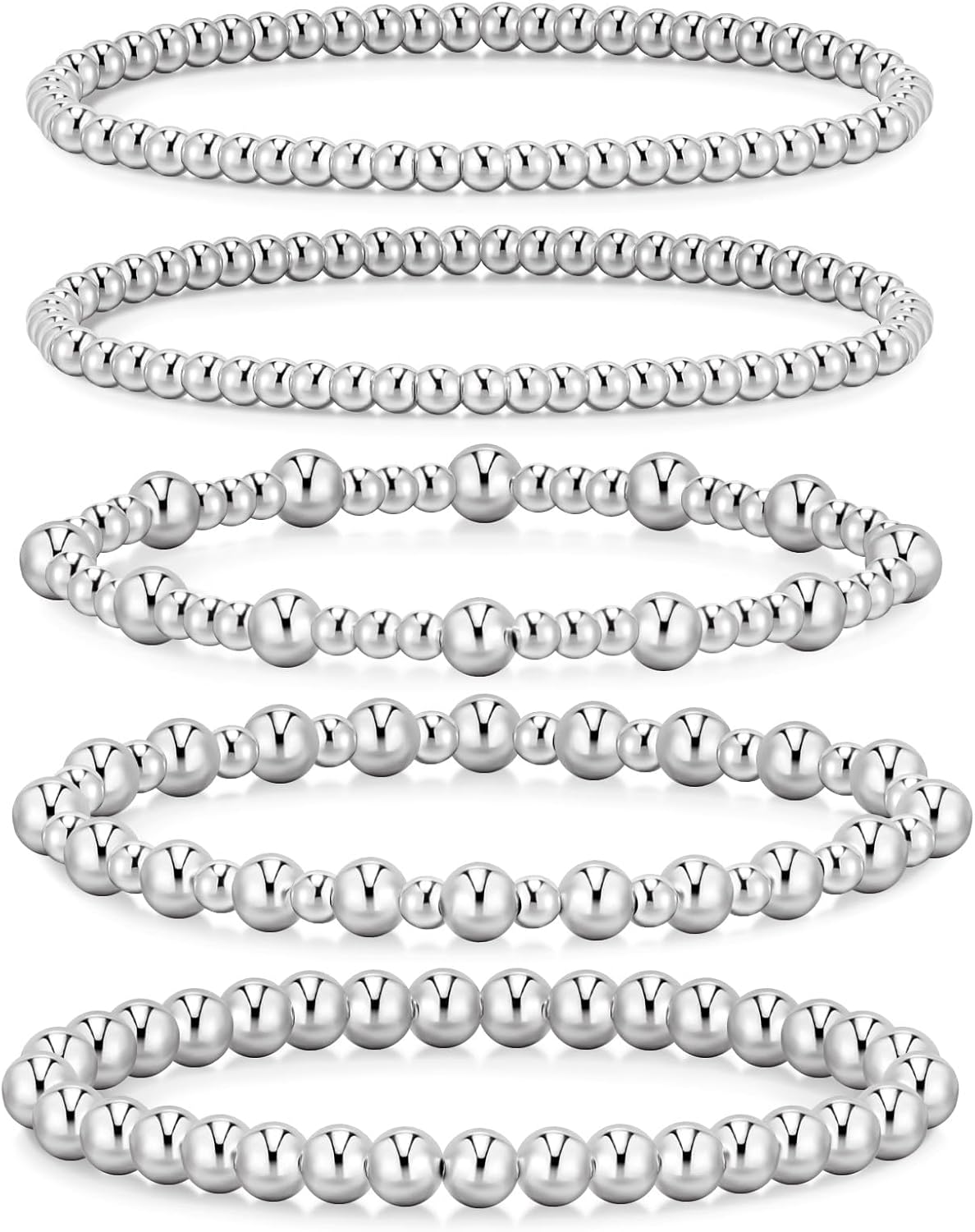 Gold Bracelets for Women - Waterproof 14K Gold Plated Beaded Strand Adjustable Jewelry Set | Perfect Gift