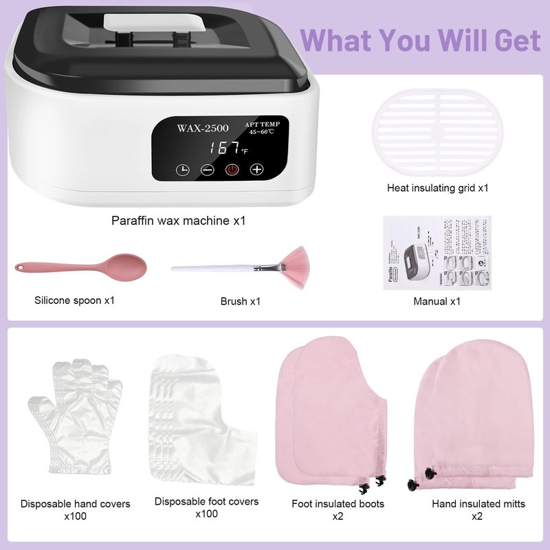Yofuly Paraffin Wax Machine for Hand and Feet, 3500ml Home Paraffin Wax Bath with Auto-Timer for Arthritis, Professional Nail Salon Paraffin Wax Warmer Nourishing and Moisturizing Kit, White