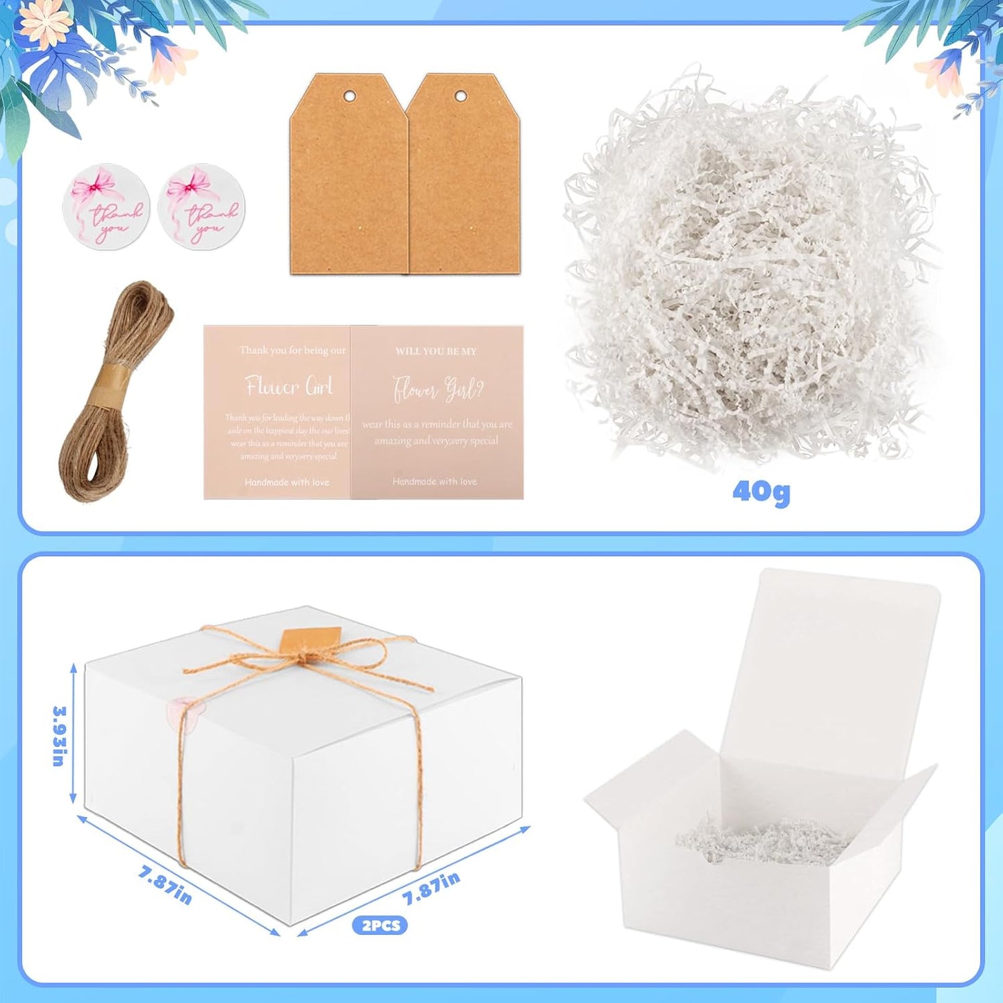 Flower Girl Proposal Gifts Set - 40pcs White Tumbler, Sunglasses, Pearl Bracelet & More | Perfect for Little Girls