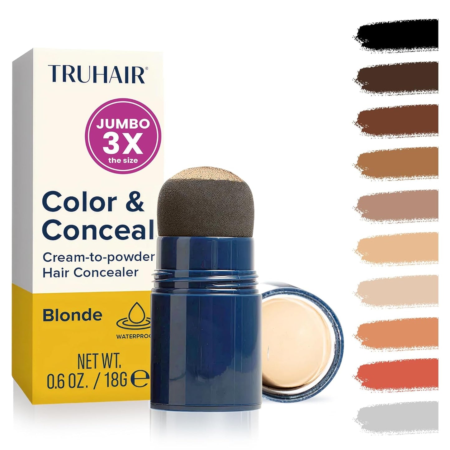 TRUHAIR Color & Conceal Waterproof Root Touch Up - Gray Coverage & Hairline Filling | Auburn Shade