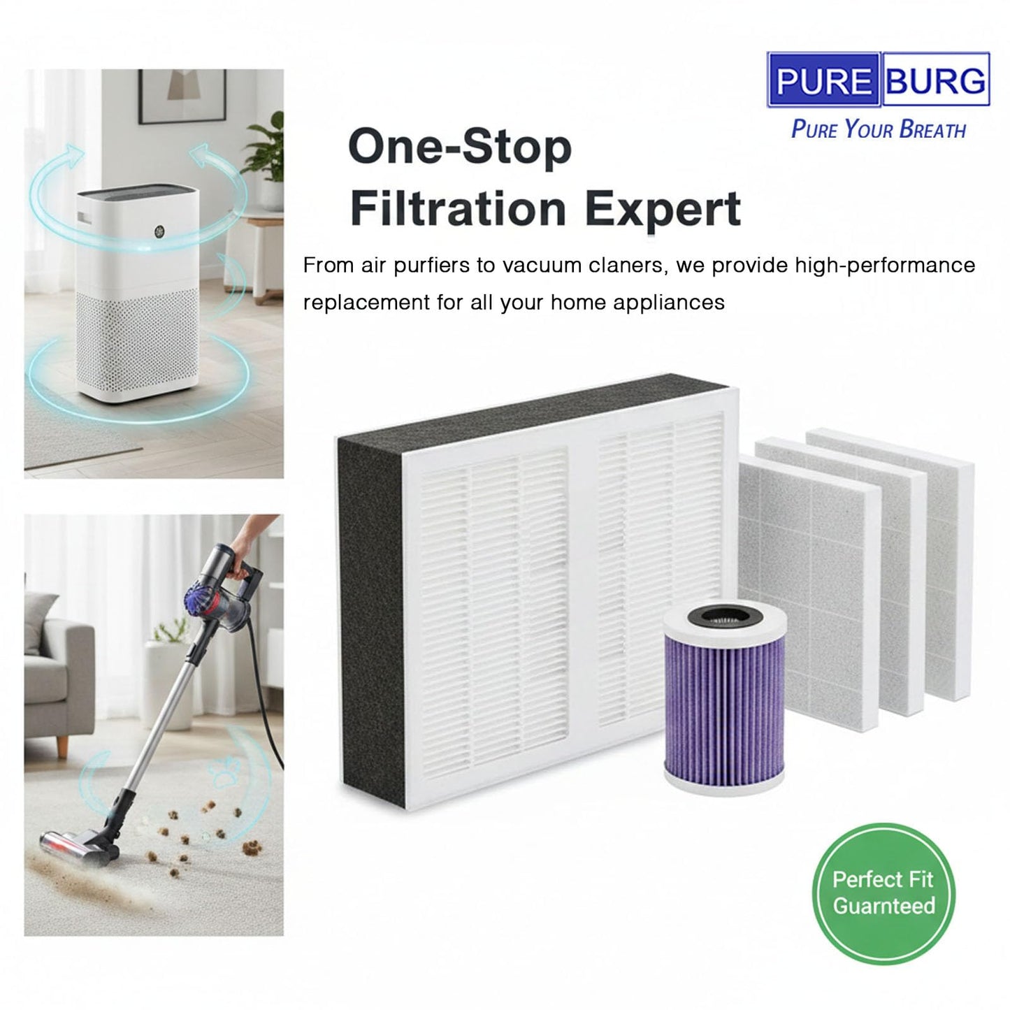 PUREBURG 6-Pack Replacement Filter Compatible with Electric Cleaner K9 Hot Blow Dryer Pet-Hair Dryer Filter Air Clean Refresh Air Filter