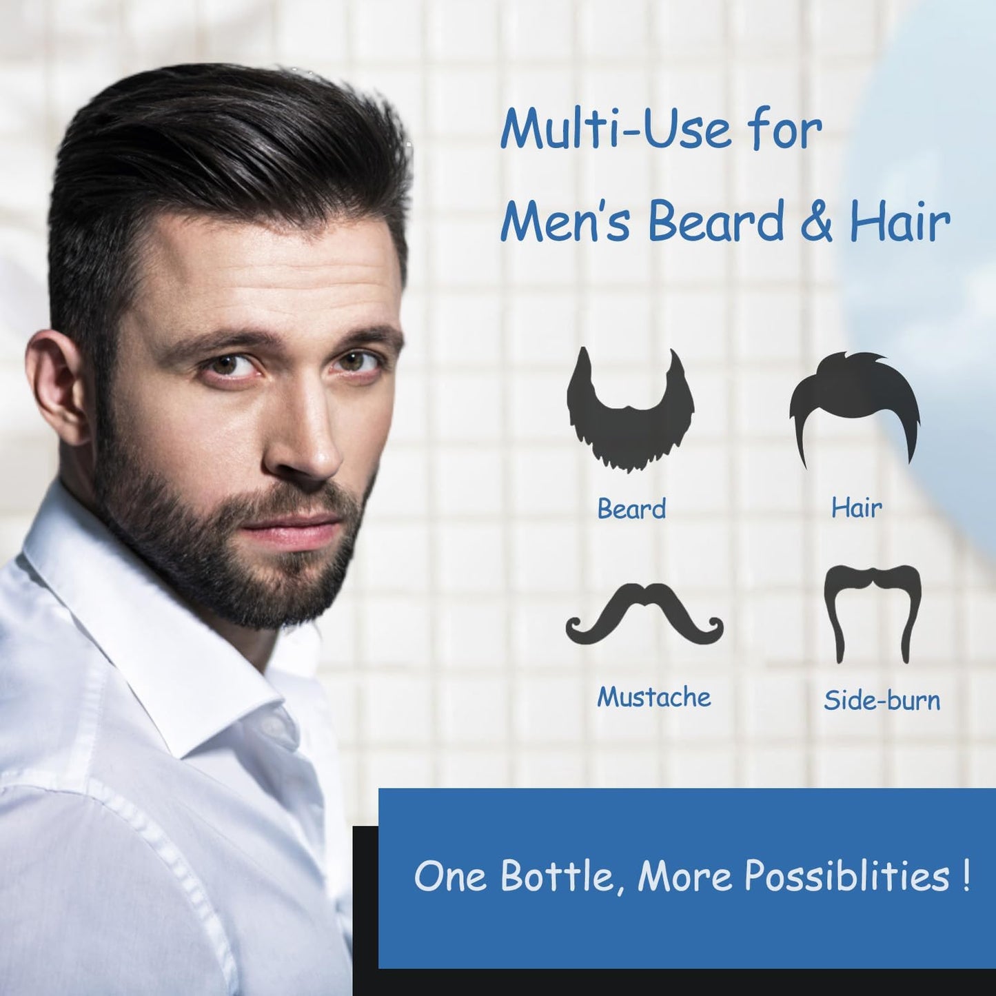 Men's Beard Dye & Hair Dye Shampoo - Semi-Permanent Black Beard Color for Instant Gray Coverage | Natural Formula, Works in 10 Minutes