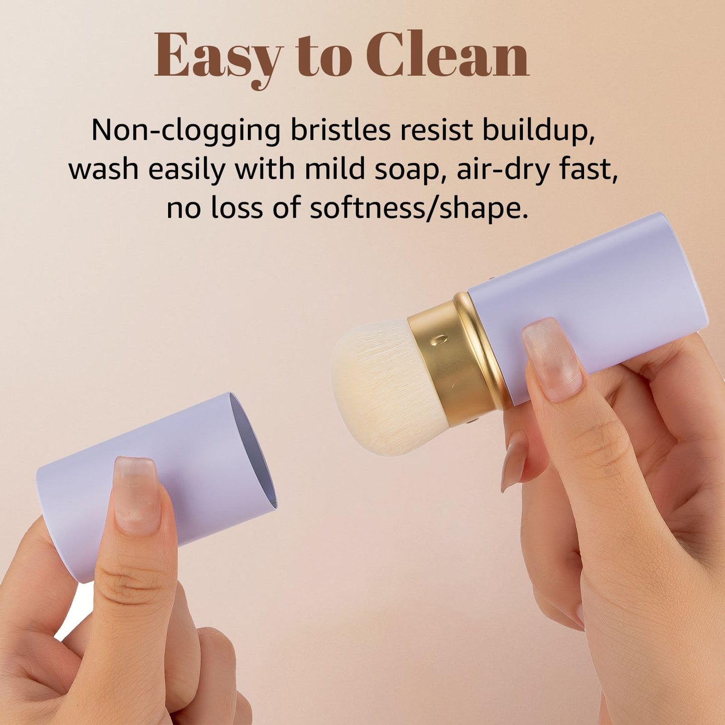 Retractable Face Makeup Brush for Powder Blending Liquid Cream Face Angle