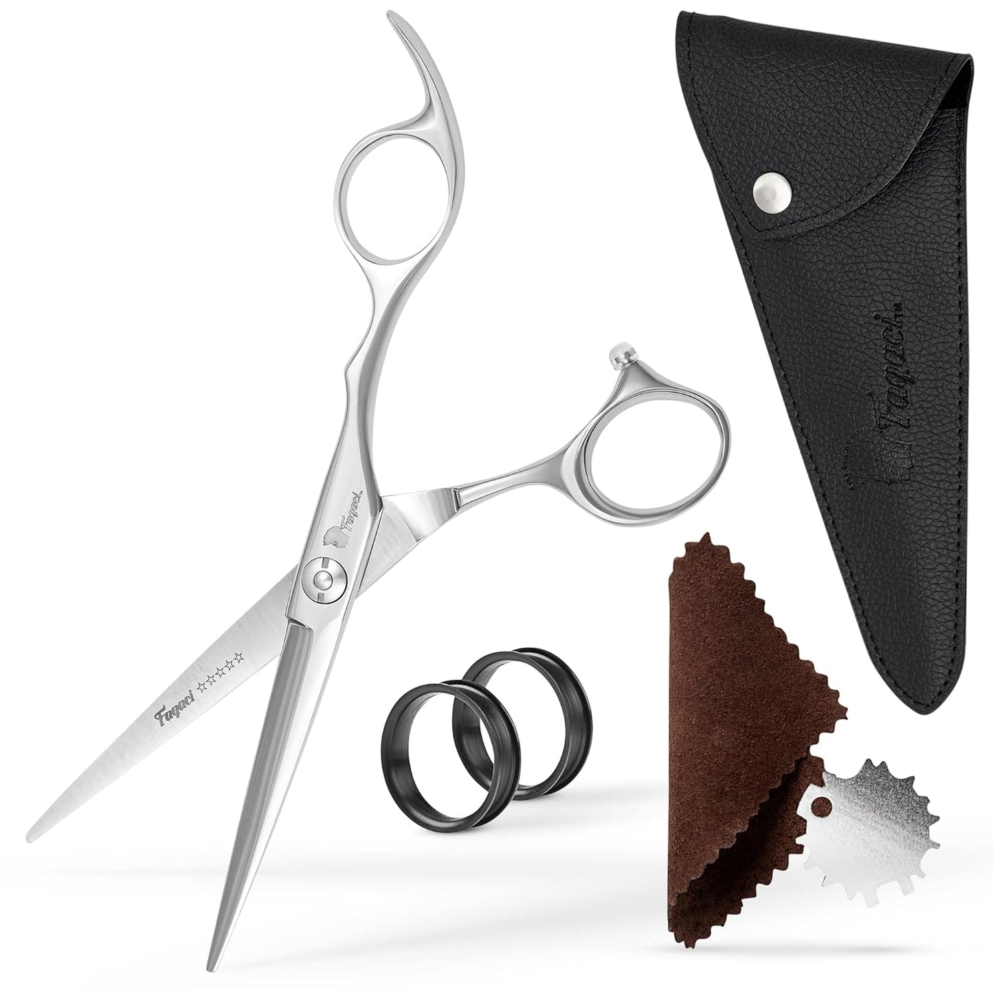 Professional Hair Cutting Scissors - 5 Inch 440C Steel Blades for Smooth, Precise Cuts | Durable Barber Shears with Elegant Sheath