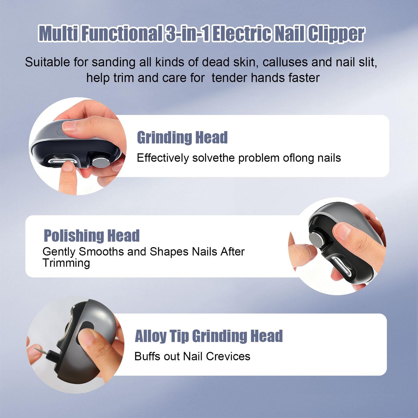 Electric Nail Clipper, Electric Nail Clippers for Seniors & Adults (Grey)