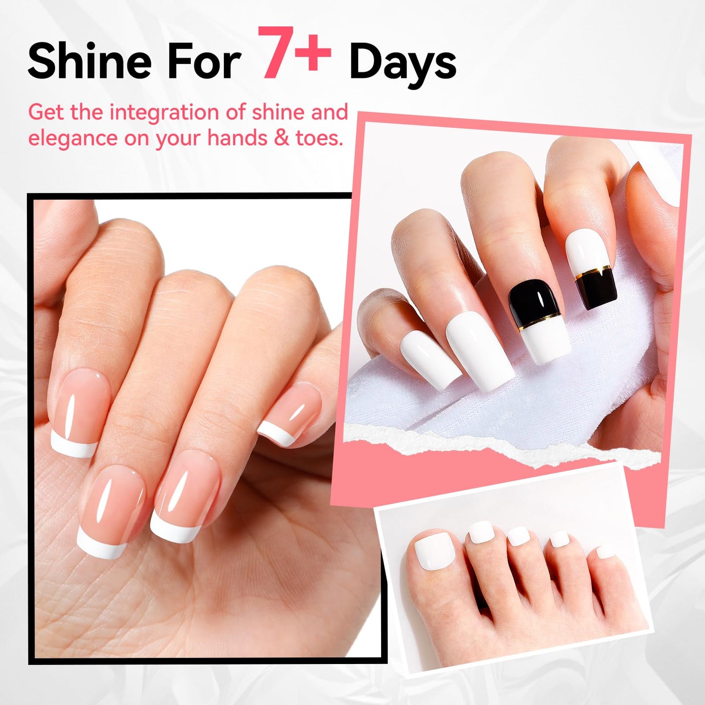 Nailshion White Nail Polish French Nail Art | Quick Dry Regular Nail Polish | 12-Free Vegan Rich in Castor Oil | Salon-Quality 108 Classic Snowy Toe Fingernail Polish DIY at Home