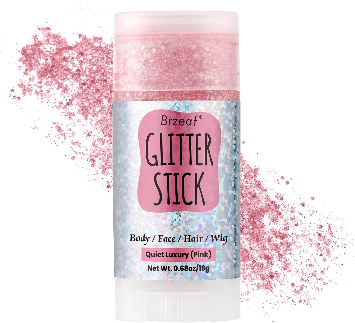 Pink Glitter Stick - Long-Lasting Face & Body Makeup Gel | Non-Greasy Chunky Glitter for Rave & Soccer Events