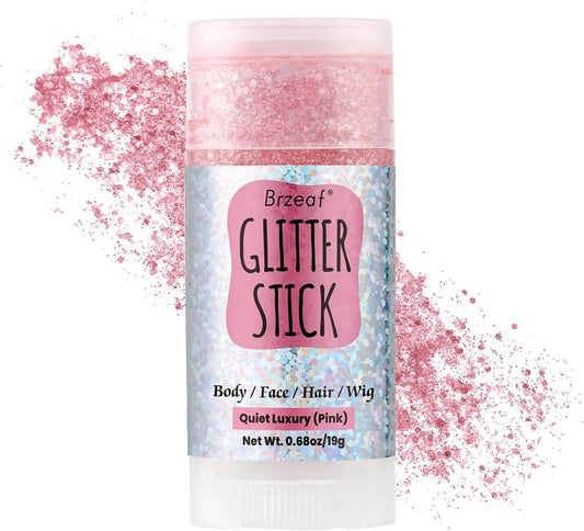 Pink Glitter Stick - Long-Lasting Face & Body Makeup Gel | Non-Greasy Chunky Glitter for Rave & Soccer Events