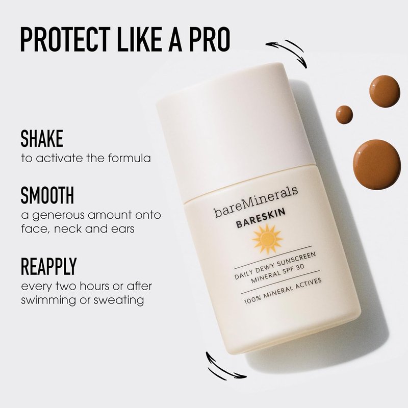 bareMinerals Daily Dewy Sunscreen SPF 30 - Hydrating Mineral Face Sunscreen with Niacinamide | Lightweight, Non-Greasy Glow Finish