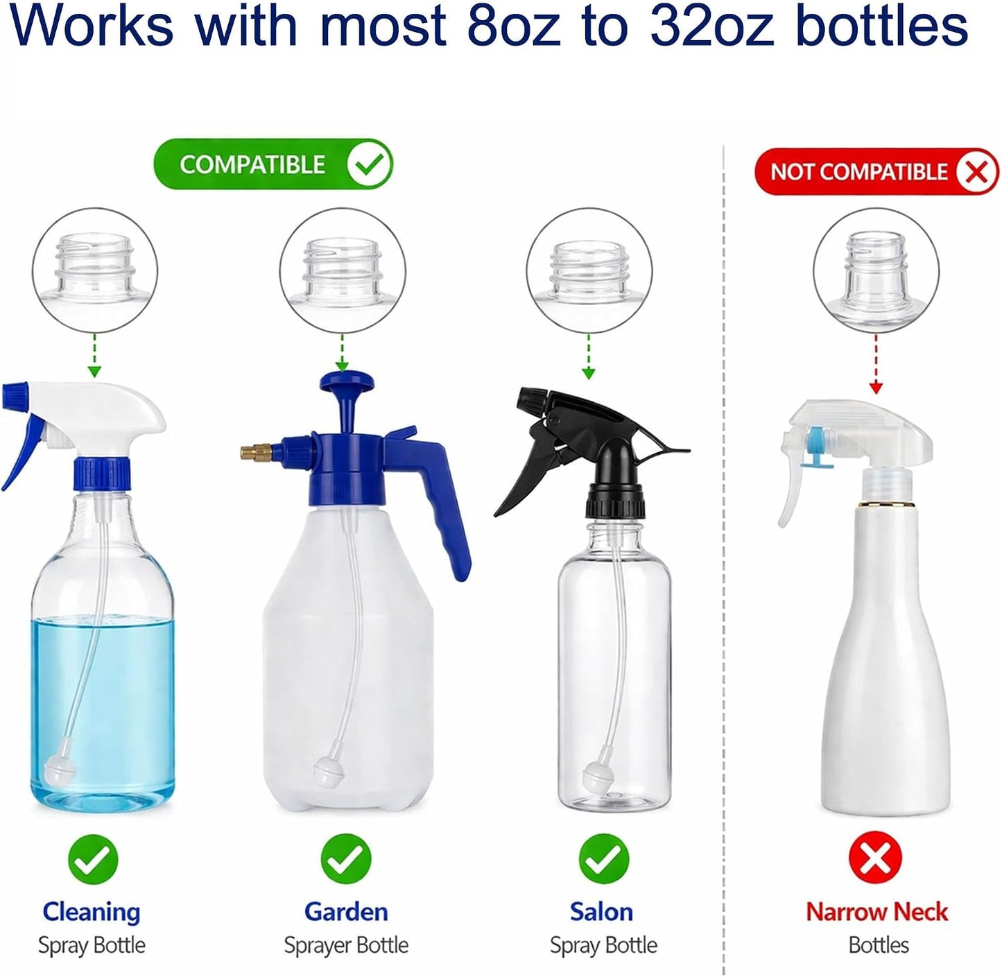 Universal Fit 360° Spray Bottle Adapter - Flexible Weighted Dip Tube for Easy Angle Spraying | Perfect for Cleaning, Garden, Salon & Auto Detailing