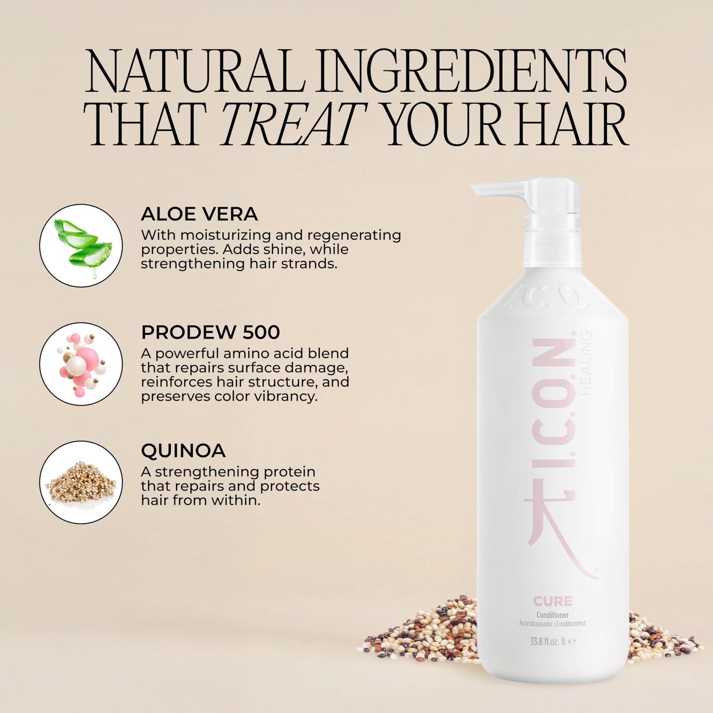 I.C.O.N. Cure Revitalizing Conditioner, Repair for Damaged Hair, 33.8 oz