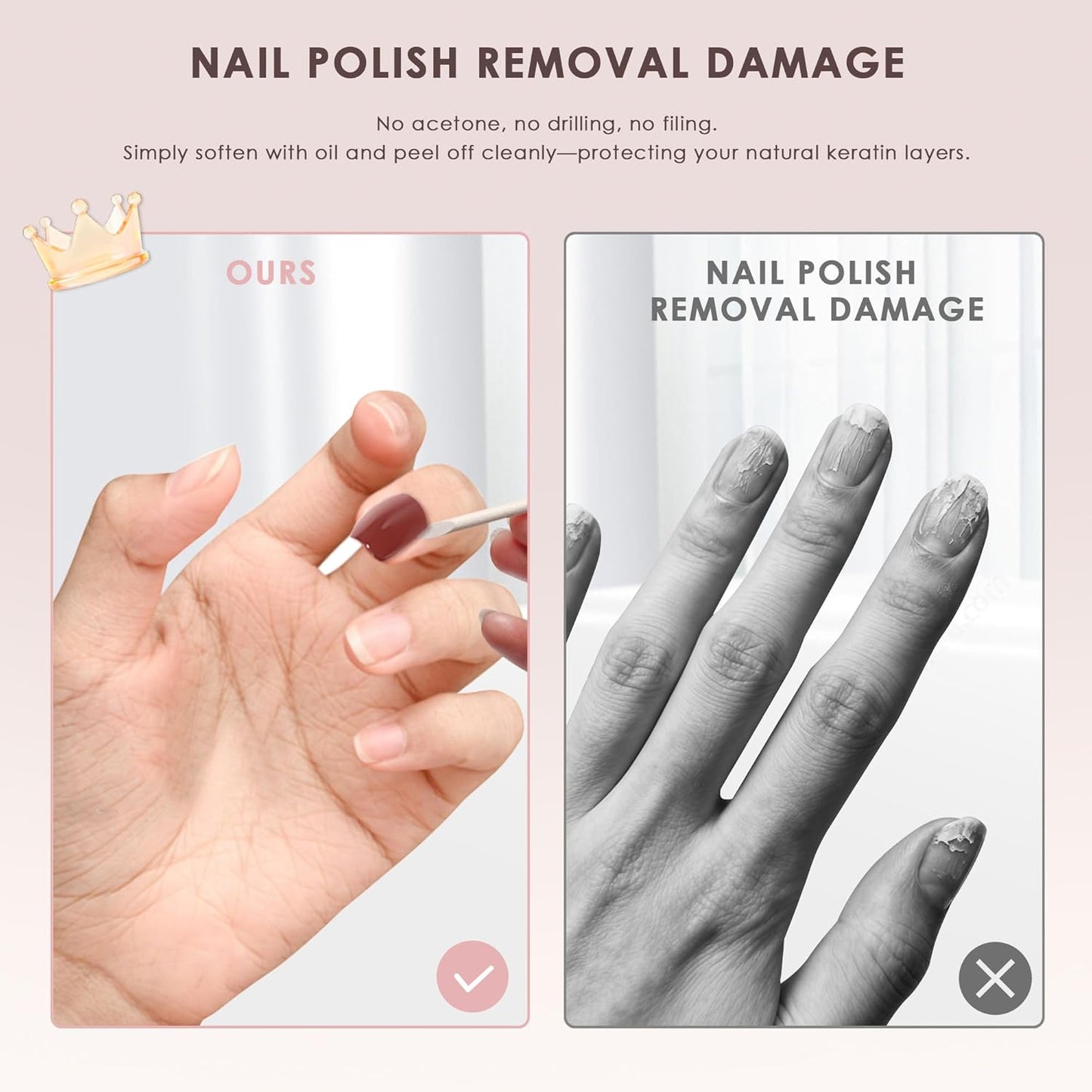 Gel Nail Strips - Long-Lasting Semi-Cured UV Polish Wraps | Easy Peel-Off, Hema-Free | 20-Piece Solid Nude Pink Kit with File