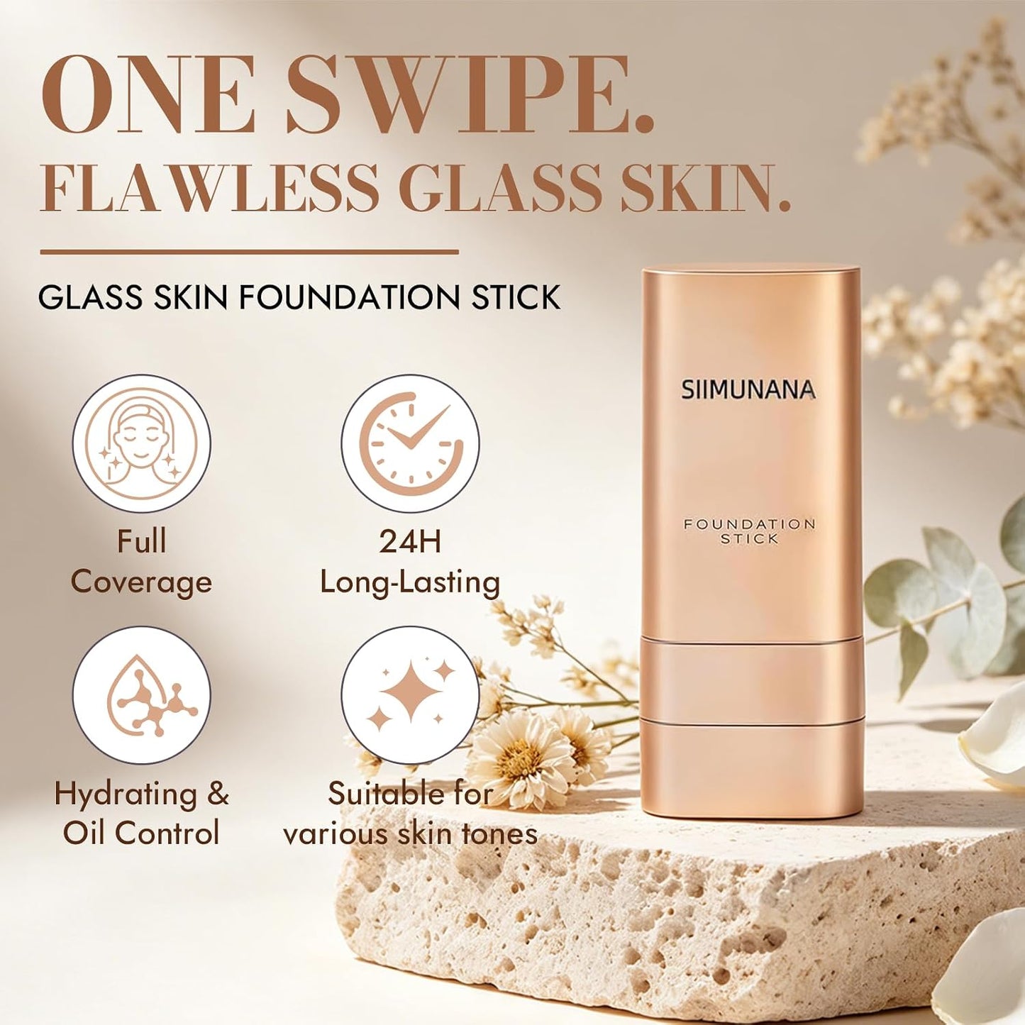 Foundation Stick - Multi-Use Double Head Makeup Stick | Longwear Natural Finish, Waterproof & Sweat-Proof (Ivory)