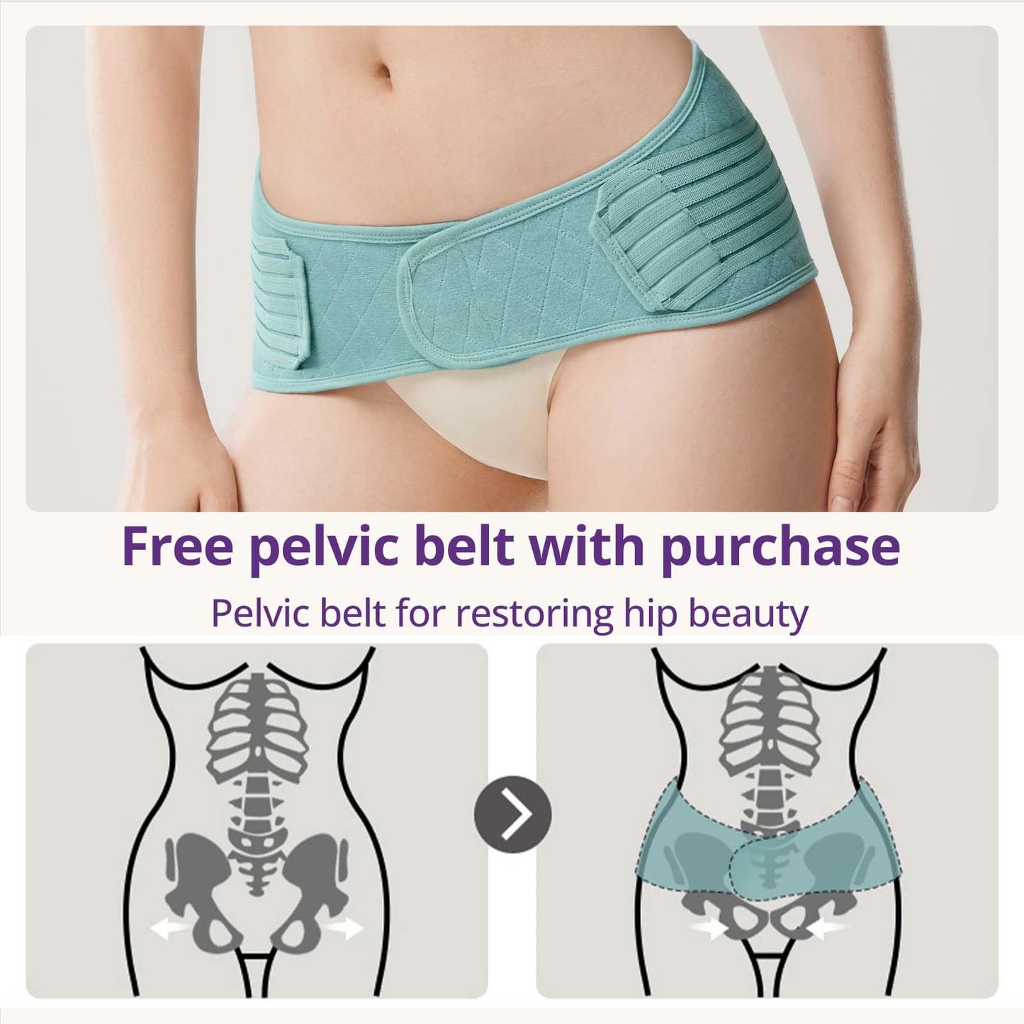 Postpartum Belly Band Wrap – C-Section Recovery Must Haves, Adjustable Tummy Control Binder with Pelvic Belt, Comfortable Support for Natural & Cesarean Sections, Shapewear, Elegant Quilted Design