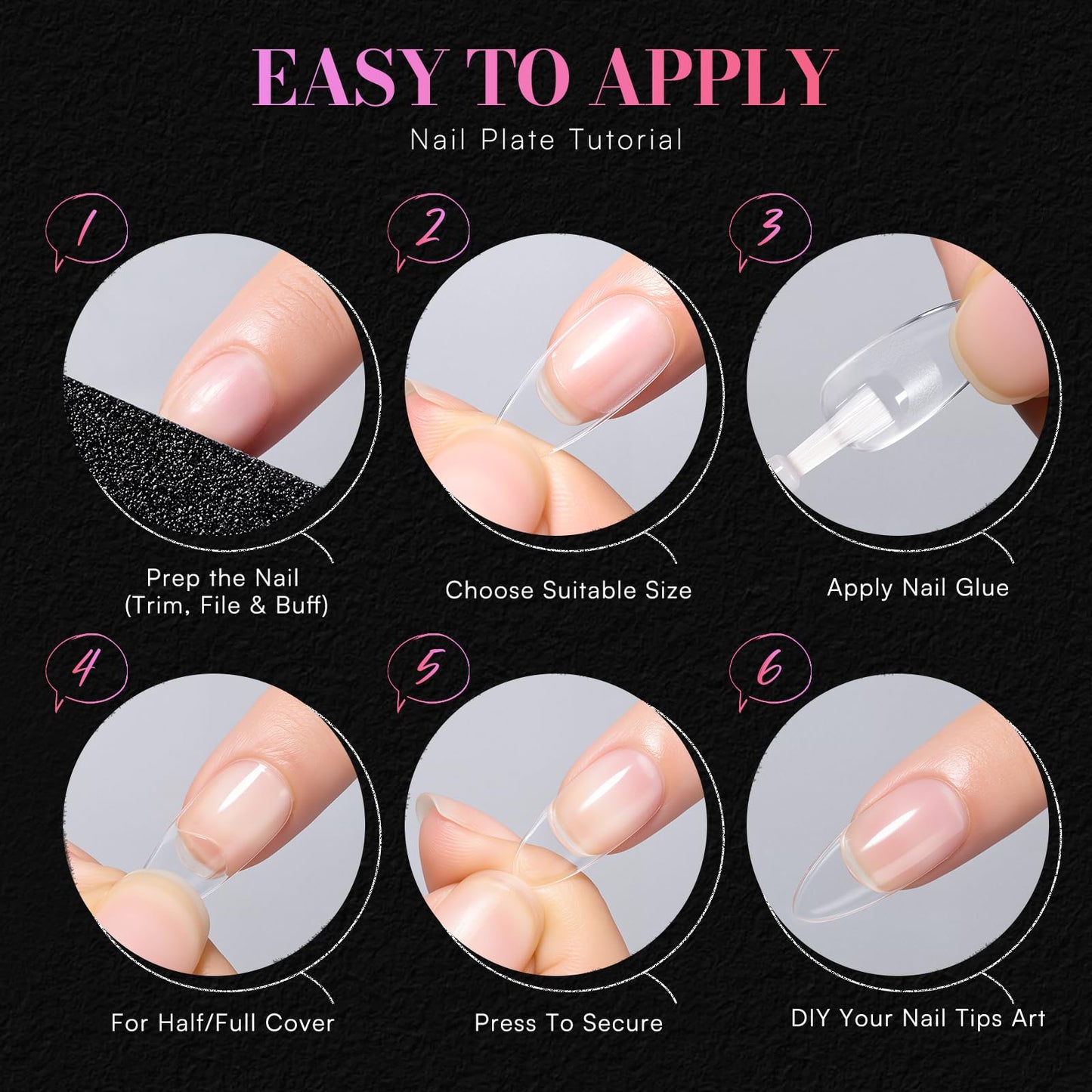 Makartt Short Almond Nail Tips: 504PCS Pre Etched Clear False Nails Tips Almond Shapes, 15 Sizes Full Cover Half Matte Soft Acrylic Press On Nail Extensions Supplies Salon and DIY at Home