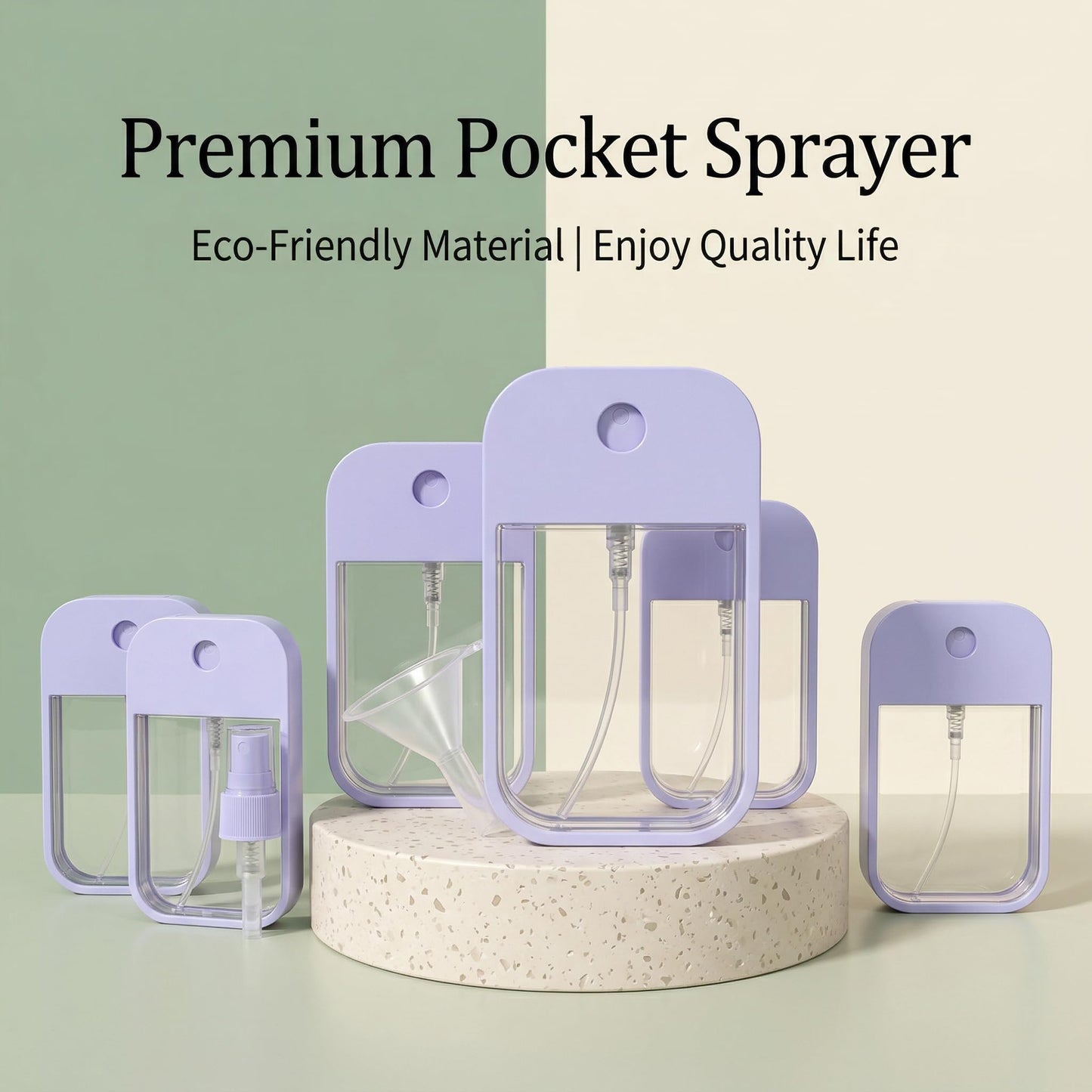 Hand Sanitizer Spray 45ml Small Refillable Bottle, Flat Alcohol Mist Atomizer Clear Purple Empty Travel Perfume Spray Bottle for Personal Care Outdoor Travel Pocket Size Essential Oil Fine Mist