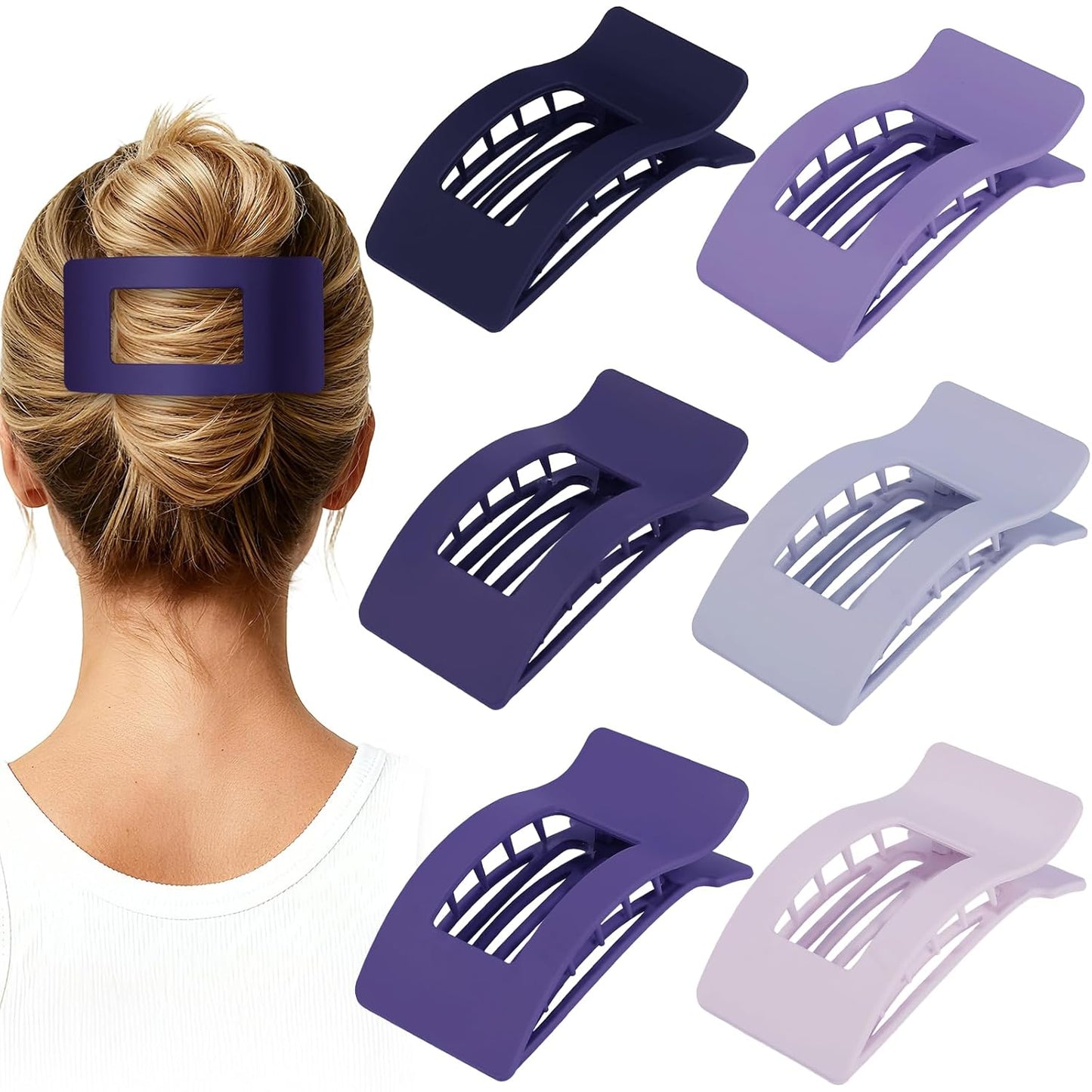 French Flat Hair Clips - 6pcs Matte Claw Clips for Thick or Thin Hair | Non-Slip Strong Hold Accessories