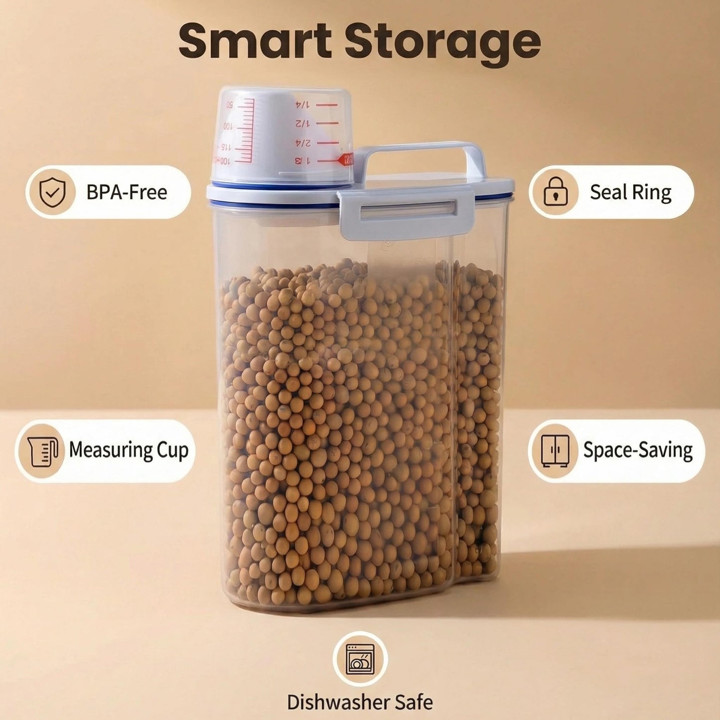 Airtight Food Storage Containers with Locking Lids,4.4 Lbs Dry Food Airtight Container for Kitchen Pantry Organization - BPA-Free Clear Plastic Bin for Rice, Grain, Oatmeal, Pasta, Flour, Pet Food