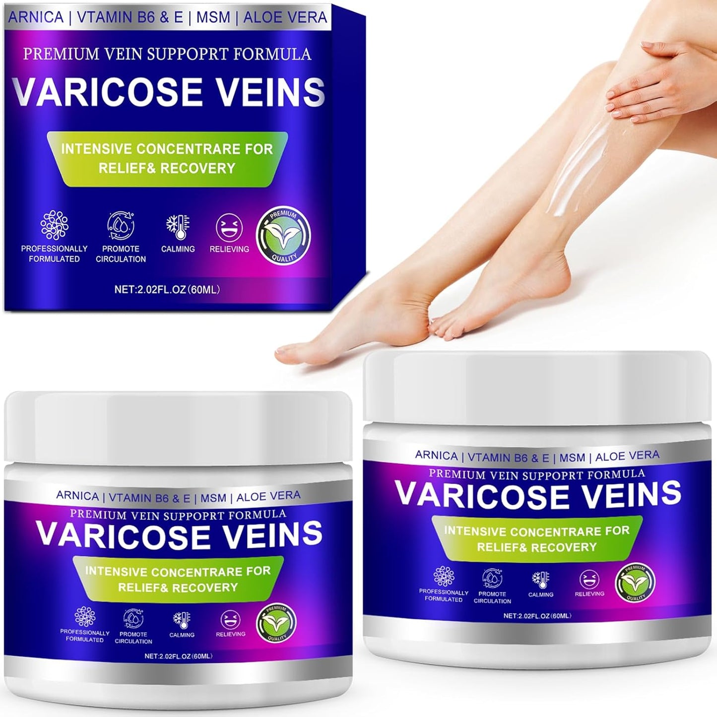 Varicose Veins Cream - Spider Veins Treatment for Legs | Improves Circulation & Relieves Fatigue - 1 Pack