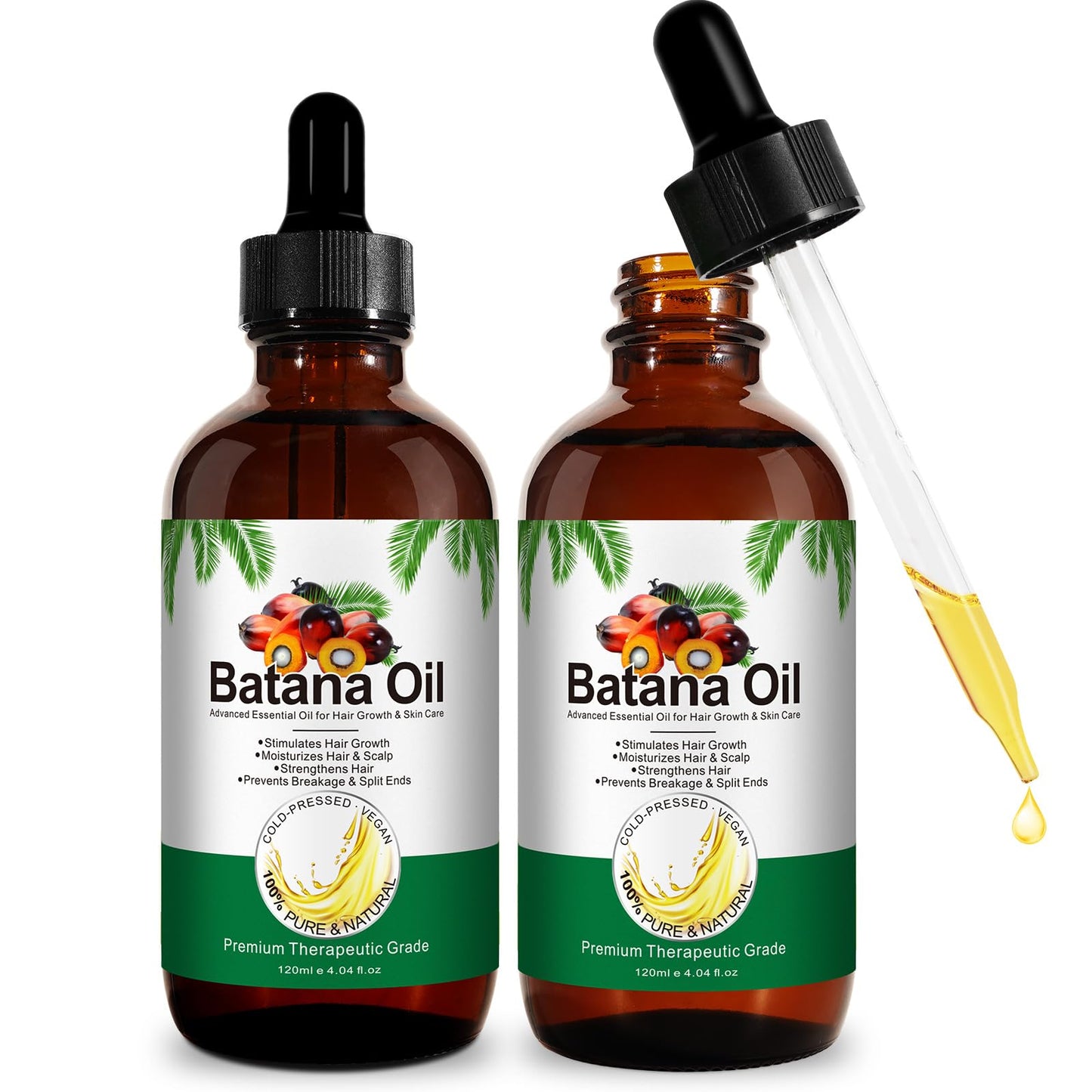 Dvoevivh 100% Cold-Pressed Batana Oil – Pure Hair Growth & Repair Oil, 4.04 Fl Oz | Natural & Chemical-Free Deep Nourishing Treatment for Scalp, Split Ends & Dry Hair