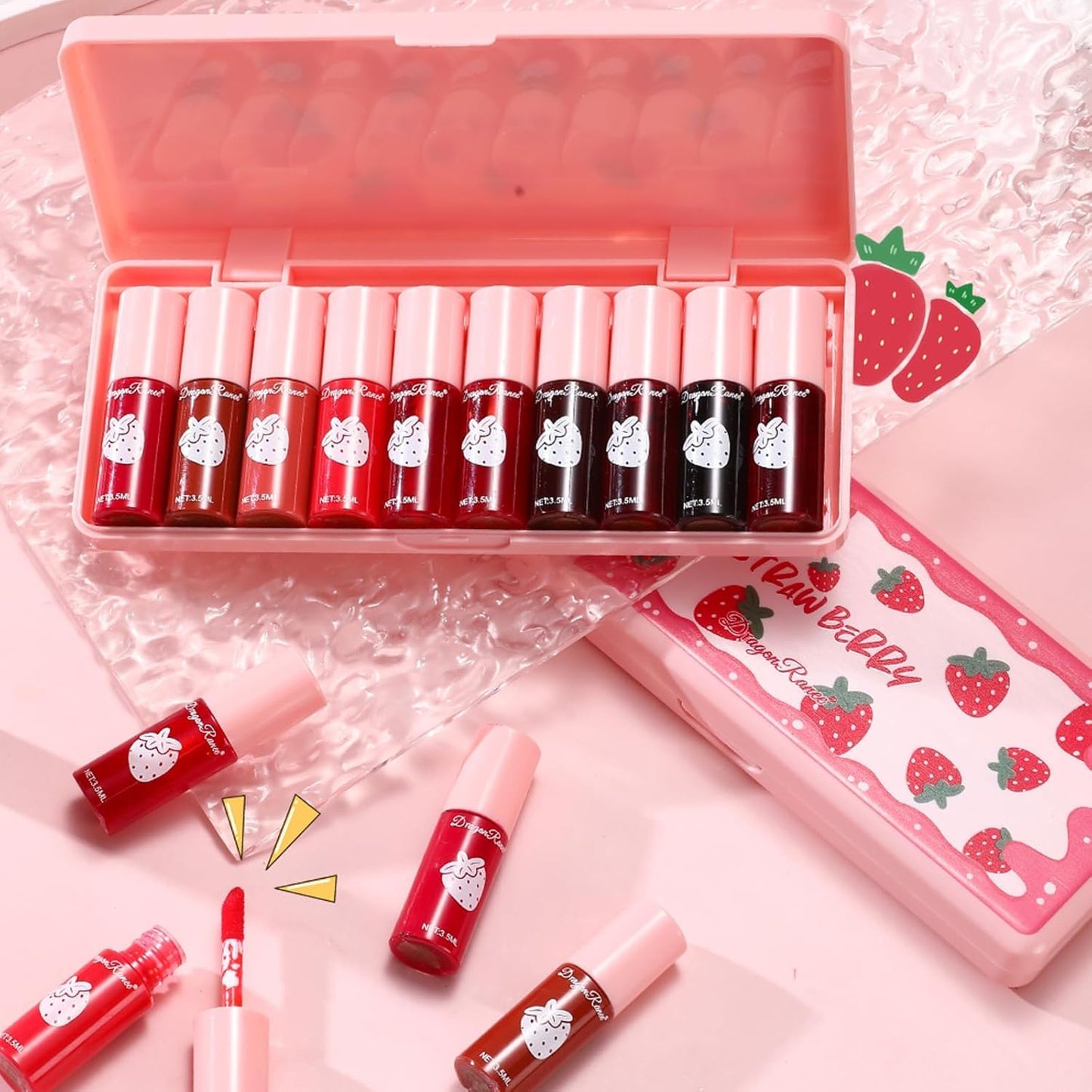 Eakroo 10 Colors Lip Tint Stain, Lip Stain Long Lasting Waterproof, Lip Gloss for Women, Tinta Para Labios, Cute Stuff for Teen Girls, Korean Lip Gloss, Lip Tint Makeup, High Pigment, Non-Stick Cup