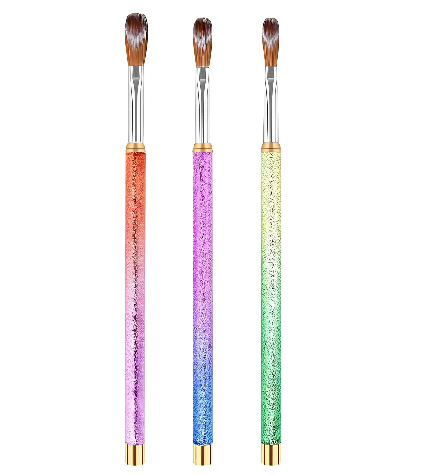 Nail Art Clean Up Brushes,3PCS Soft Cleaner Brush with Cute Fruit Design for Makeup Application, Flat/Oval/Fine Angled Gel Nail Brushes,Nail Art Tools for Cleaning Polish Mistakes on the Cuticles
