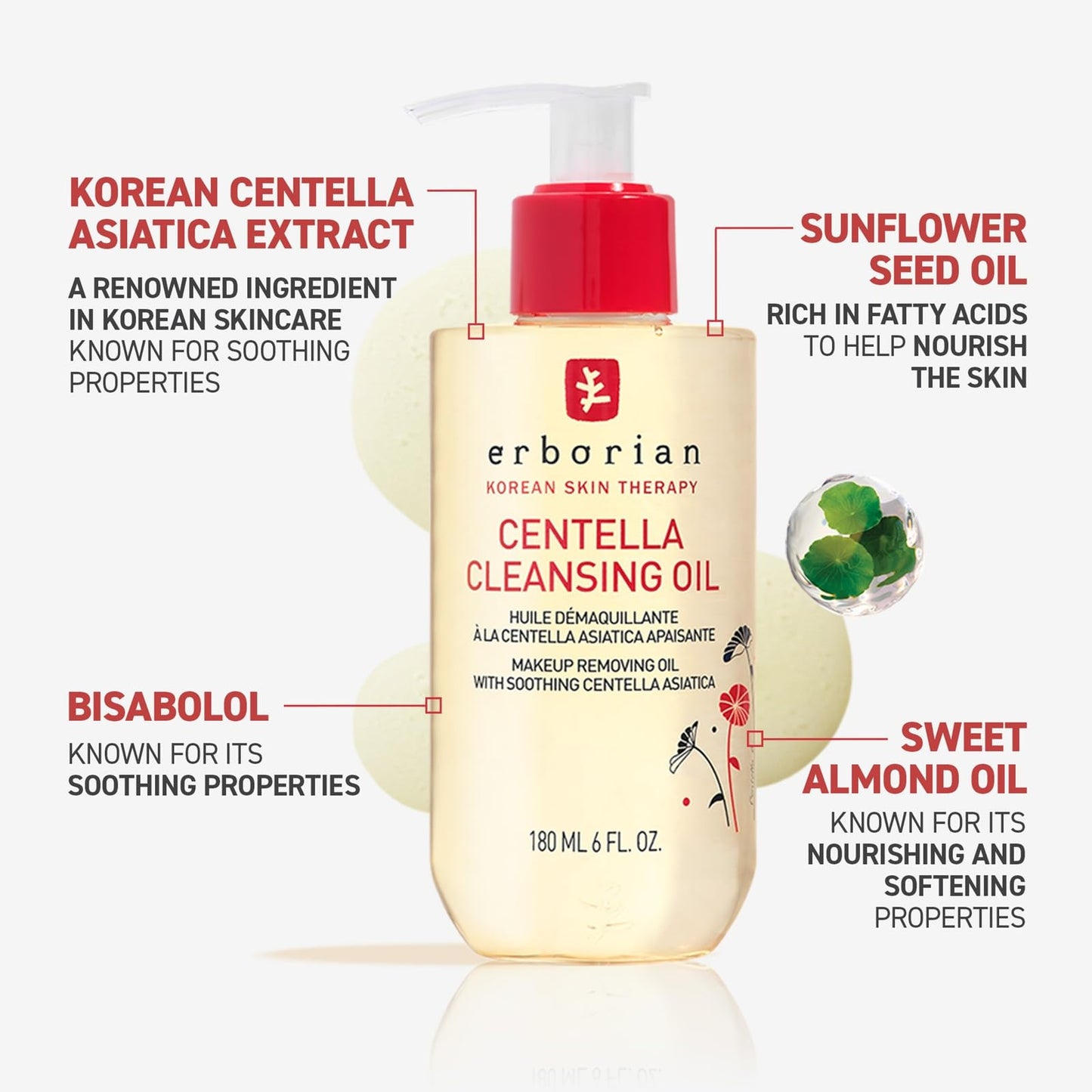 Erborian Cleansing Oil, Gentle Makeup Remover with Centella Asiatica Known for Soothing Properties, Hydrates & Supports Skin Barrier, Korean Skincare