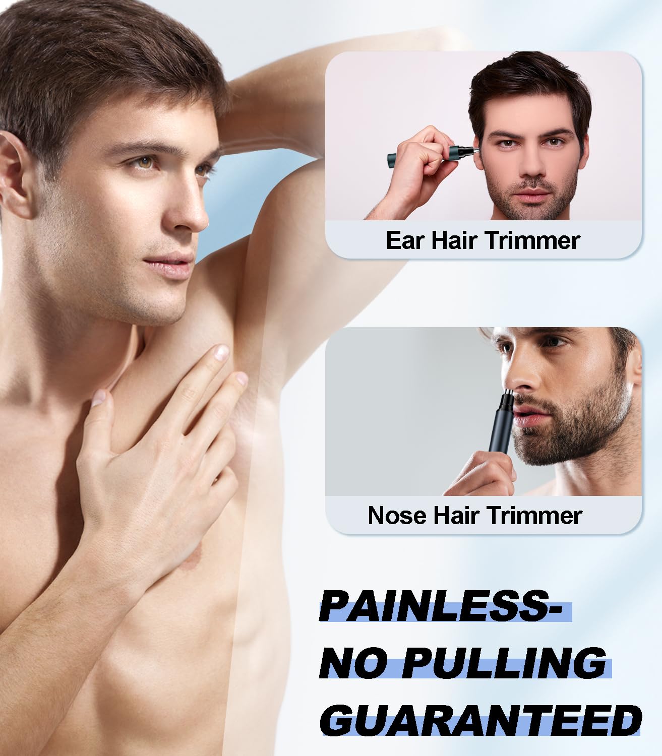 BUV Nose Hair Trimmer with LED Display- 2025 Professional Painless Ear Hair Trimmers for Men and Women, USB Rechargeable Nose Hair Trimmer Clipper – Waterproof, Blue