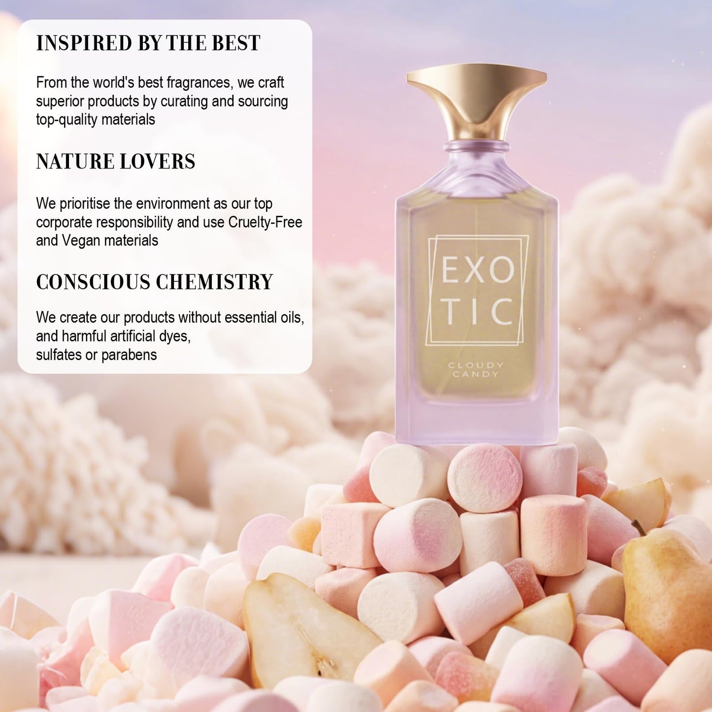 V.V.LOVE prive CLOUDY CANDY Eau de Parfum Sweet Vanilla and Rock Sugar Fragrance Irresistibly Cozy, Delightful Perfume for Women 3.4 oz/100 ml