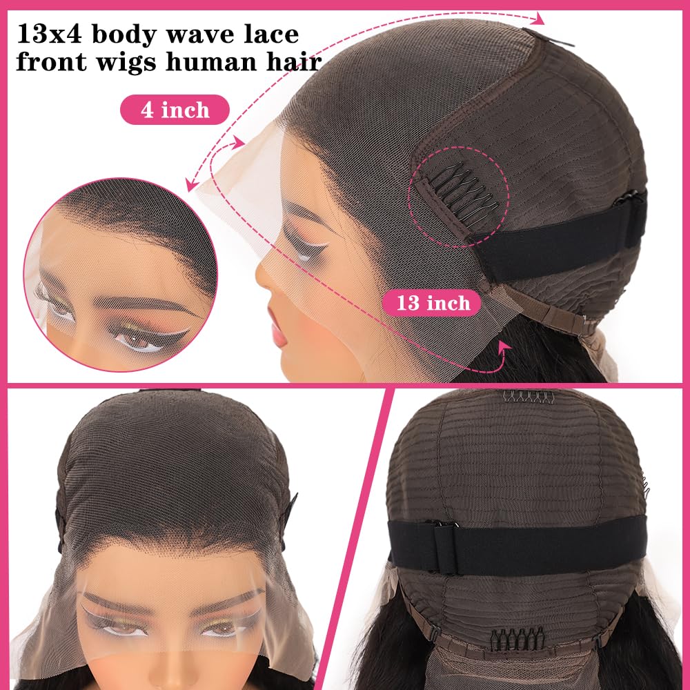 Devonia 28 Inch Body Wave Lace Front Wig - 13x4 HD Transparent Lace, 180% Density, Glueless Human Hair for Women