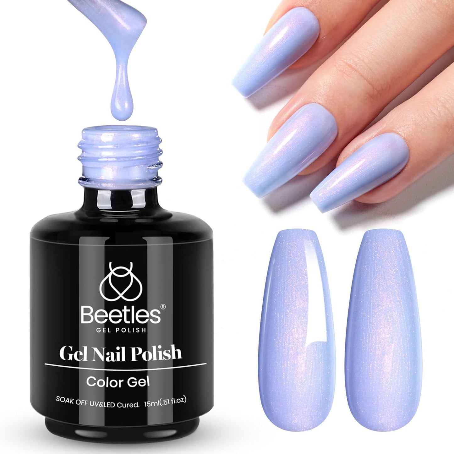 Beetles Purple Gel Polish - Lilac Light Purple Nail Color | 15ml Soak Off UV LED Gel for Summer Manicure