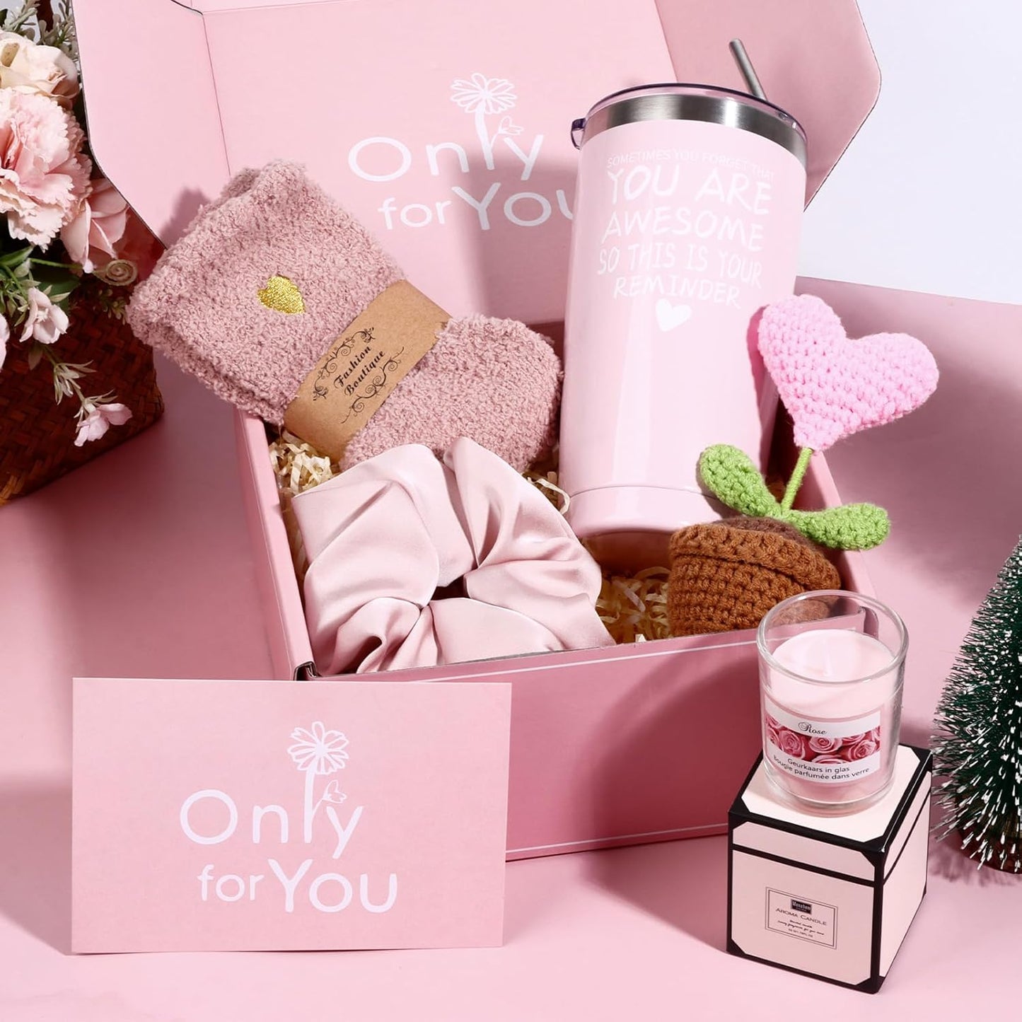 Gift Baskets for Women - Inspirational Gift Set Box for Birthdays, Mother's Day & More | Pink